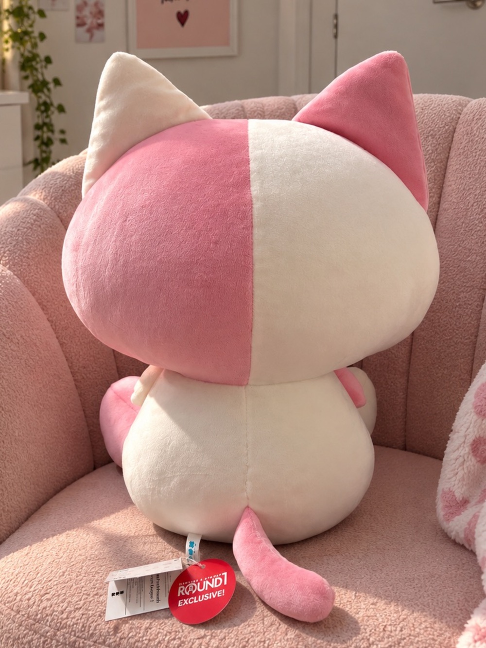 Fukuya Patch Patch Friends Heart Keeper Mummy Cat Pink White Large Plush Round 1 - Picture 2 of 2